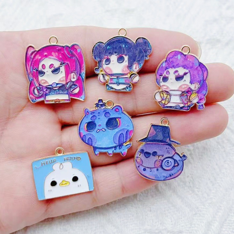Anime Merchandise Accessories - 10 Stück Cartoon-Anime-Anhänger, Öltropfen-Design, Legierung, DIY-Ohrringe,